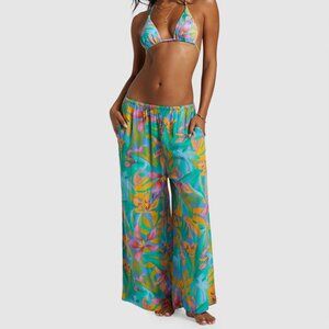 Billabong sun catcher pants colorful  floral print tropical vacation boho size S